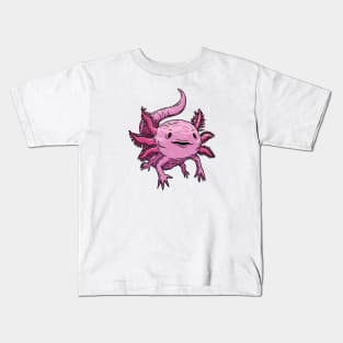 Cute Swimming Axolotl Sketch Kids T-Shirt